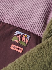 Gebrannte Olive - Superdry Fleecejacke mit Kapuze - Bild 6 von 7