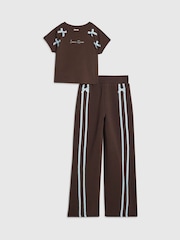 Qəhvəyi - River Island Bantlı Top və Geniş Ayaqlı İdman Dəsti - 5şəkildən 1 şəkil