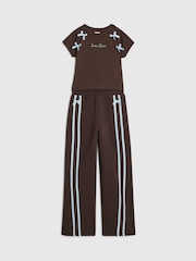Qəhvəyi - River Island Bantlı Top və Geniş Ayaqlı İdman Dəsti - 5şəkildən 3 şəkil