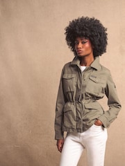Superdry Moss Khaki Embroidered Military 100% Cotton Jacket - Image 1 of 14