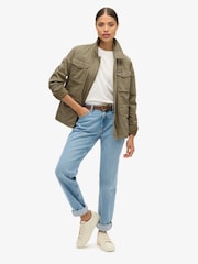 Superdry Moss Khaki Embroidered Military 100% Cotton Jacket - Image 10 of 14