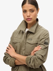 Superdry Moss Khaki Embroidered Military 100% Cotton Jacket - Image 11 of 14