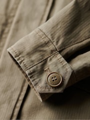 Superdry Moss Khaki Embroidered Military 100% Cotton Jacket - Image 14 of 14