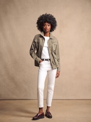 Superdry Moss Khaki Embroidered Military 100% Cotton Jacket - Image 2 of 14