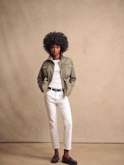 Superdry Moss Khaki Embroidered Military 100% Cotton Jacket - Image 5 of 14