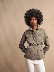 Superdry Moss Khaki Embroidered Military 100% Cotton Jacket - Image 7 of 14