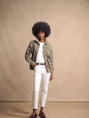 Superdry Moss Khaki Embroidered Military 100% Cotton Jacket - Image 8 of 14