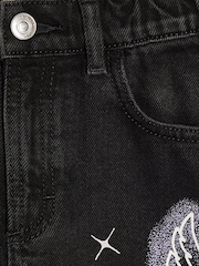 River Island Black Angel Graffiti Straight Leg Jeans - Image 3 of 4