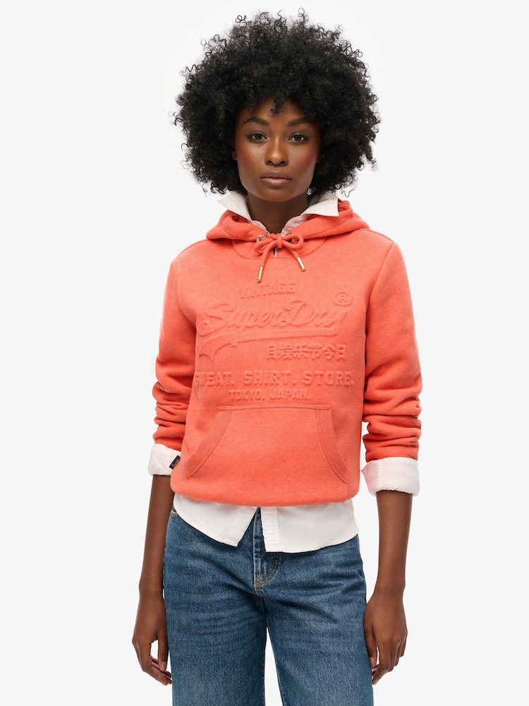 Superdry LA Coral Marl Embossed Vl Graphic Hoodie - Image 1 of 6