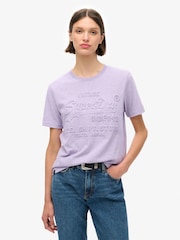 Superdry Pale Lilac Purple Marl Embossed VL Relaxed T-Shirt - Image 1 of 7