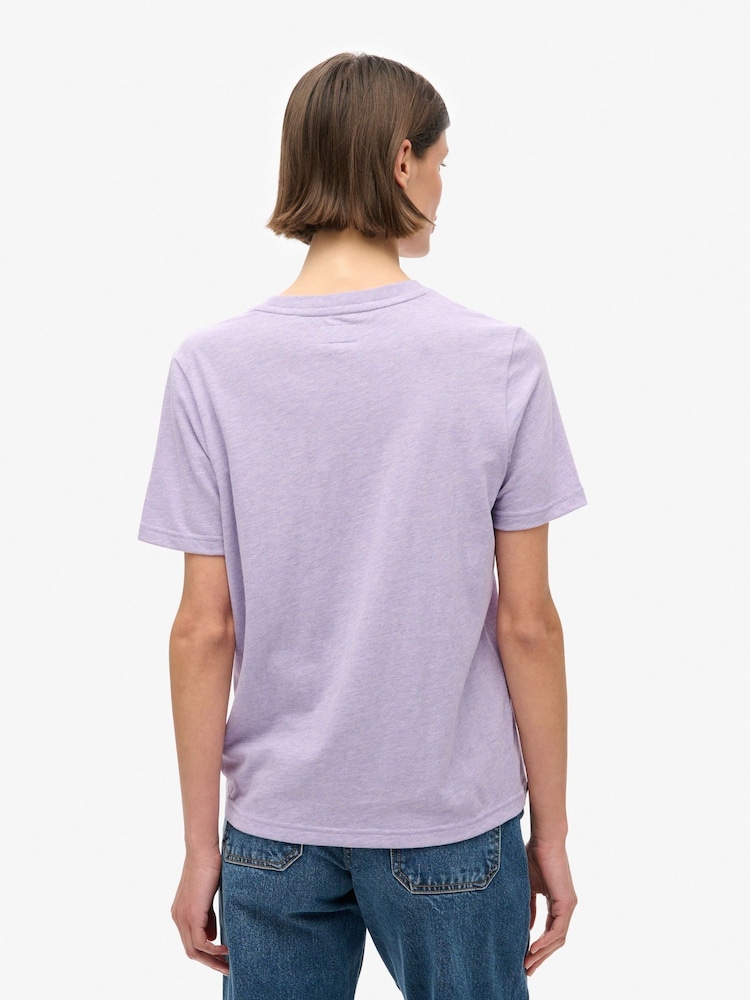 Superdry Pale Lilac Purple Marl Embossed VL Relaxed T-Shirt - Image 2 of 7