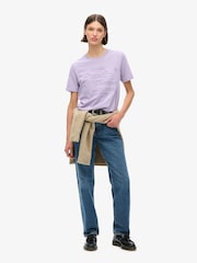 Superdry Pale Lilac Purple Marl Embossed VL Relaxed T-Shirt - Image 3 of 7