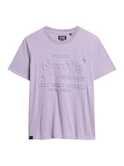 Superdry Pale Lilac Purple Marl Embossed VL Relaxed T-Shirt - Image 5 of 7