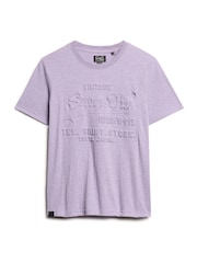 Superdry Pale Lilac Purple Marl Embossed VL Relaxed T-Shirt - Image 6 of 7