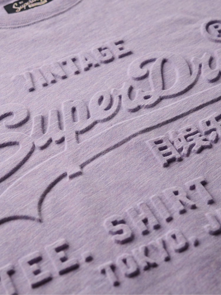 Superdry Pale Lilac Purple Marl Embossed VL Relaxed T-Shirt - Image 7 of 7