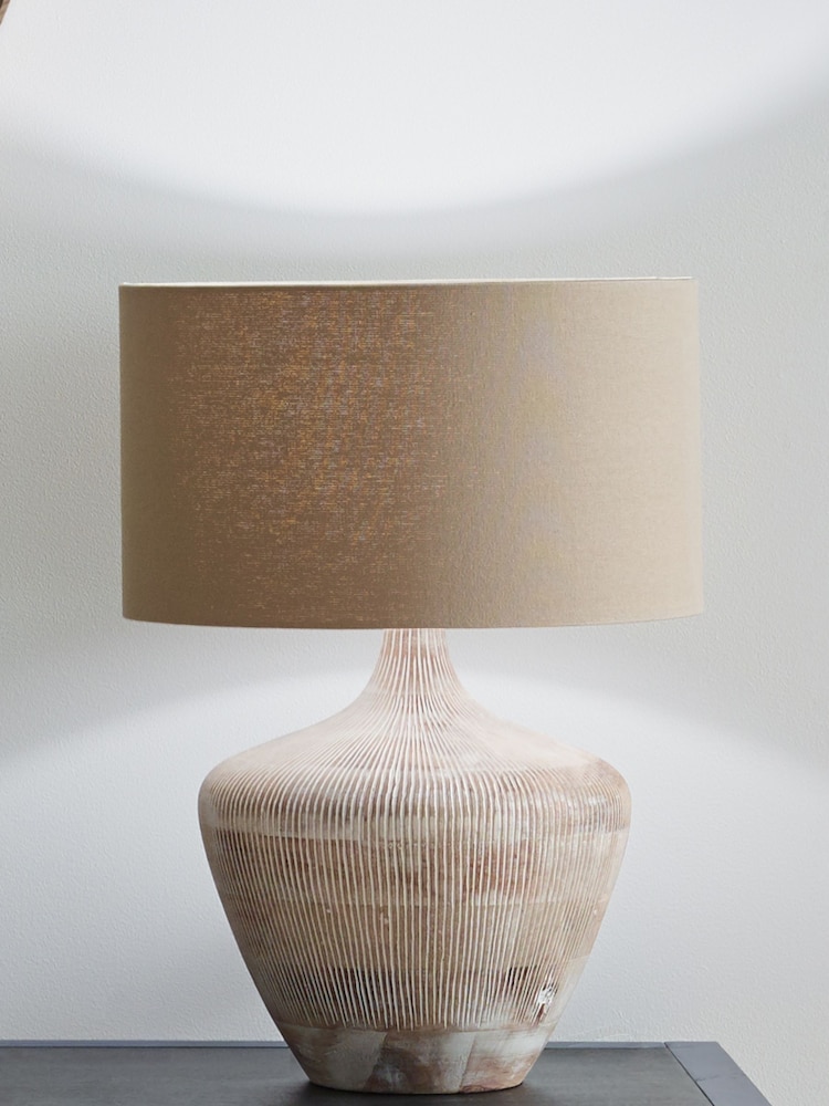 Pacific White Manaia White Wash Textured Wood Table Lamp - Image 1 of 3