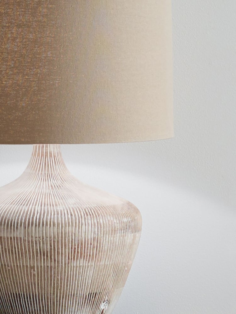 Pacific White Manaia White Wash Textured Wood Table Lamp - Image 2 of 3