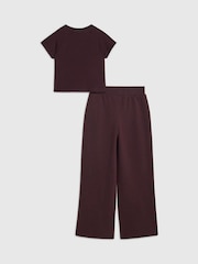 River Island Dark Purple Bow Top & Wide Leg Joggers Set - Image 2 of 5