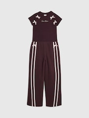 River Island Dark Purple Bow Top & Wide Leg Joggers Set - Image 3 of 5
