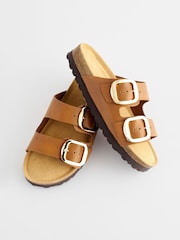 Hellbraun - Sandalen mit Korkfußbett und zwei Riemen - Bild 5 von 7