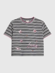 River Island Blue Stripe Embellished T-Shirt - Image 1 of 3