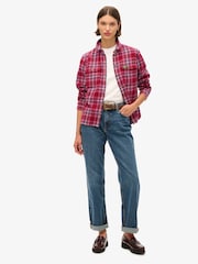 Superdry Berry Red Check 100% Cotton Lumberjack Check Flannel Shirt - Image 2 of 7