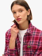 Superdry Berry Red Check 100% Cotton Lumberjack Check Flannel Shirt - Image 4 of 7