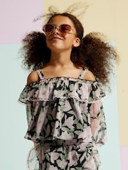 River Island Black Floral Shoulder Strap Top - Image 1 of 2