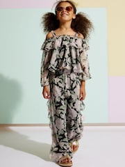 River Island Black Floral Shoulder Strap Top - Image 2 of 2