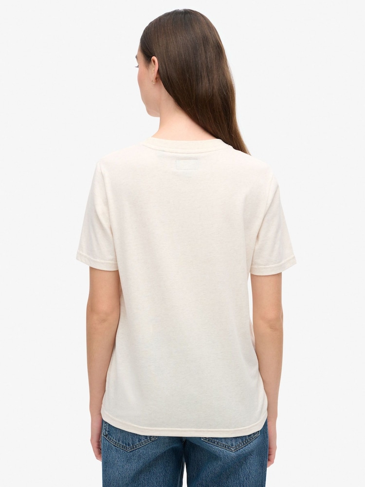 Superdry Oat Cream Marl Embossed VL Relaxed T-Shirt - Image 2 of 7