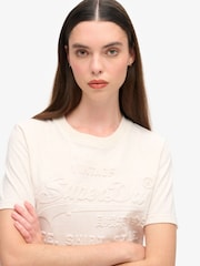 Superdry Oat Cream Marl Embossed VL Relaxed T-Shirt - Image 4 of 7