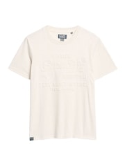 Superdry Oat Cream Marl Embossed VL Relaxed T-Shirt - Image 5 of 7