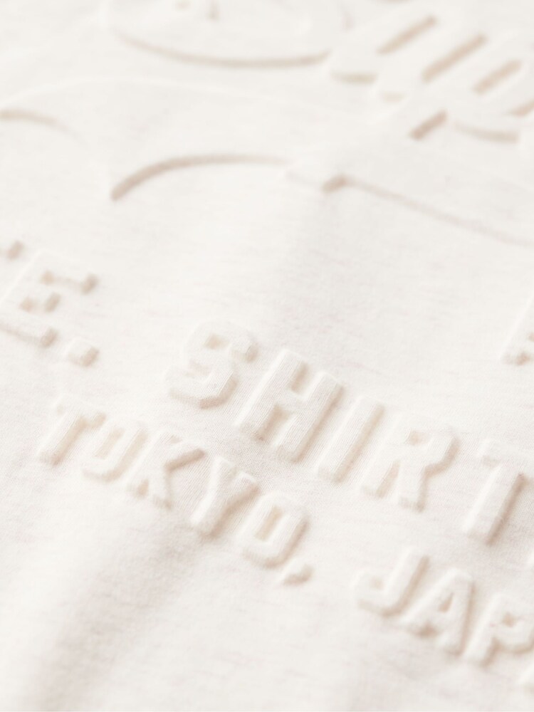 Superdry Oat Cream Marl Embossed VL Relaxed T-Shirt - Image 7 of 7 Superdry Oat Cream Marl Embossed VL Relaxed T-Shirt - Image 7 of 7