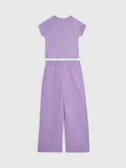 River Island Purple Bow Top & Wide Leg Joggers Set - Image 2 of 4