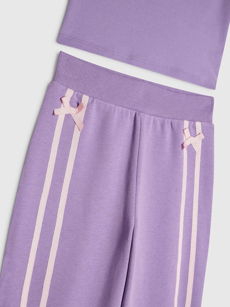 River Island Purple Bow Top & Wide Leg Joggers Set - Image 4 of 4