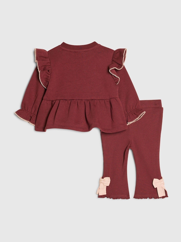 River Island Red Little Princess Frill Top & Leggings Set - Image 2 of 5 River Island Red Little Princess Frill Top & Leggings Set - Image 2 of 5
