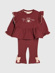 River Island Red Little Princess Frill Top & Leggings Set - Image 3 of 5