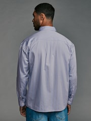 Light Blue EDIT Relaxed Fit 100% Cotton Single Cuff Striped Oxford Shirt - Image 2 of 8