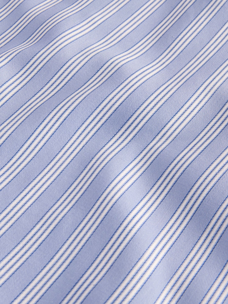 Light Blue EDIT Relaxed Fit 100% Cotton Single Cuff Striped Oxford Shirt - Image 8 of 8