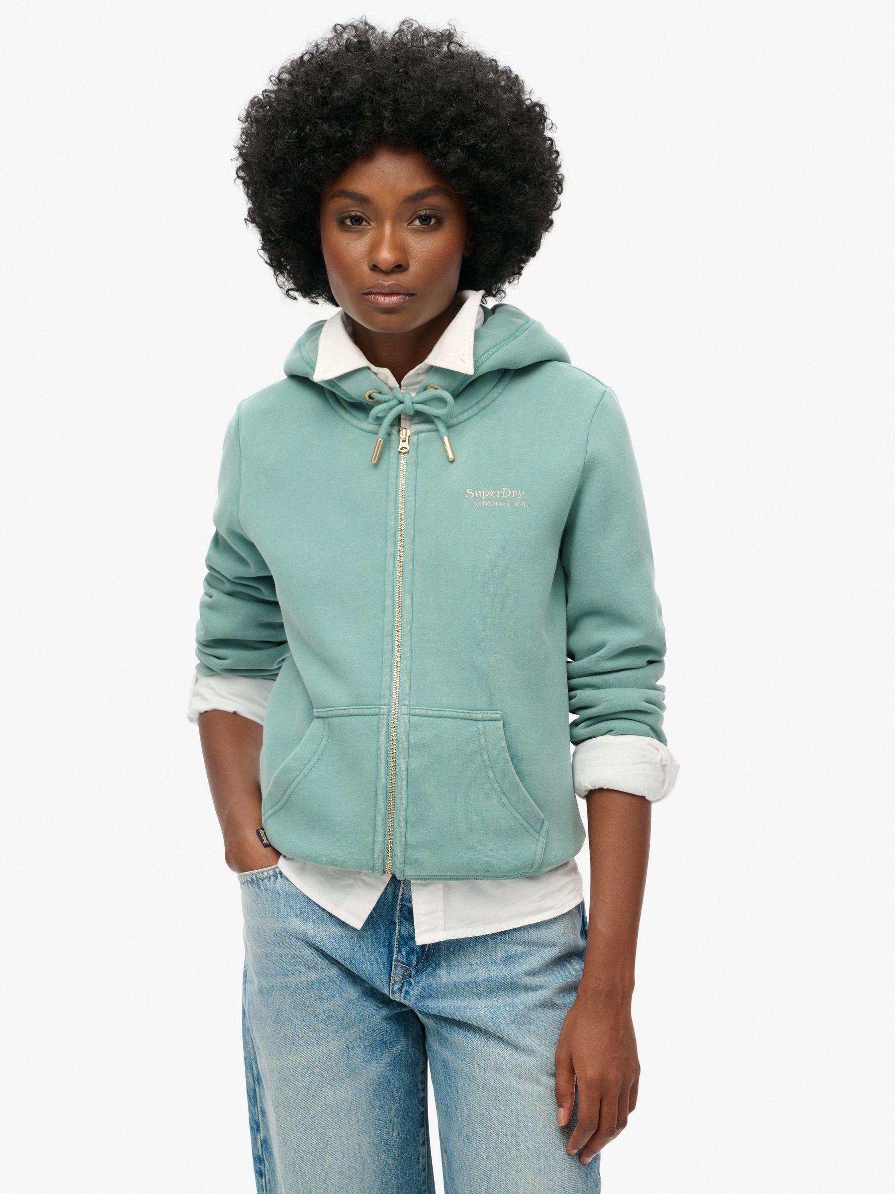 Buy Superdry Oil Blue Essential Logo Zip Hoodie from the Next UK online shop
