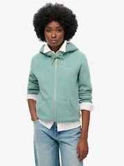 Albastru uleios - Hanorac cu fermoar și logo Superdry Essential - Imaginea 1 din 6