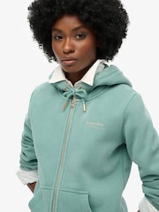 Albastru uleios - Hanorac cu fermoar și logo Superdry Essential - Imaginea 3 din 6
