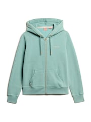 Albastru uleios - Hanorac cu fermoar și logo Superdry Essential - Imaginea 4 din 6