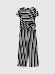River Island Black Stripe Textured Tie Top & Short Set - Image 3 of 5