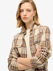 Superdry Beige/Cream Check 100% Cotton Lumberjack Check Flannel Shirt - Image 1 of 2