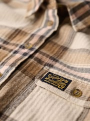 Superdry Beige/Cream Check 100% Cotton Lumberjack Check Flannel Shirt - Image 2 of 2