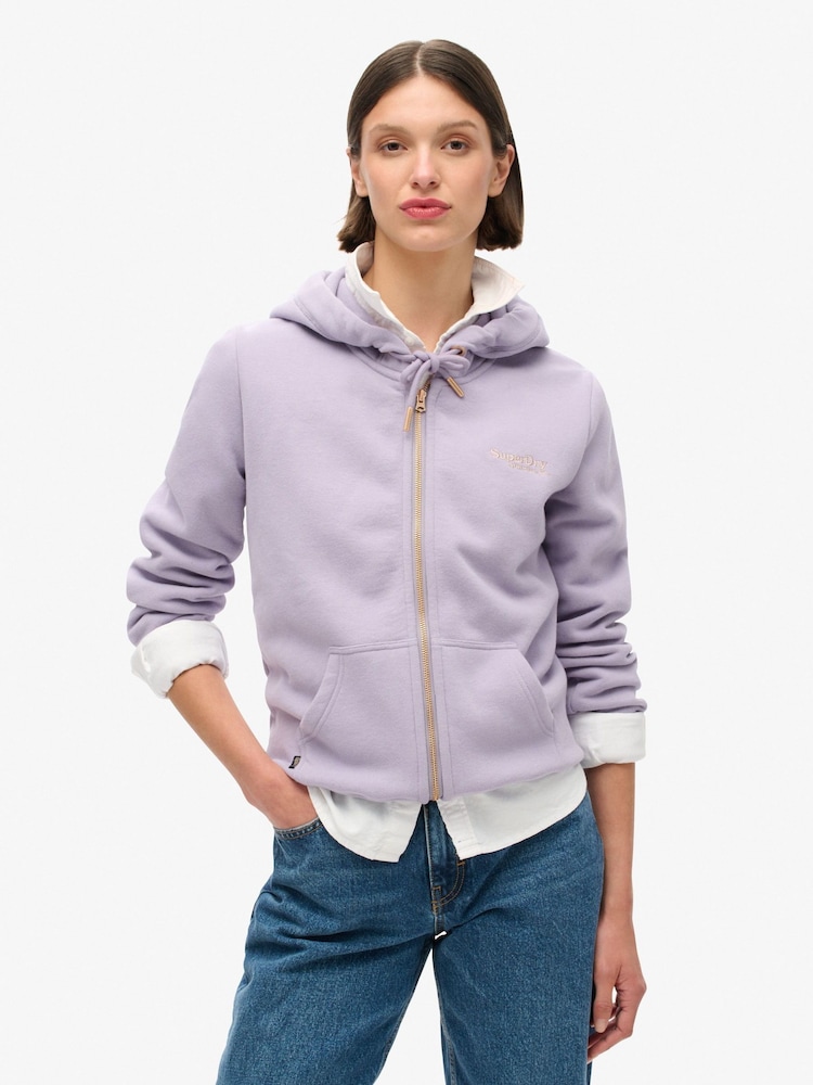 Superdry Brassica Lilac Essential Logo Zip Hoodie - Image 1 of 6