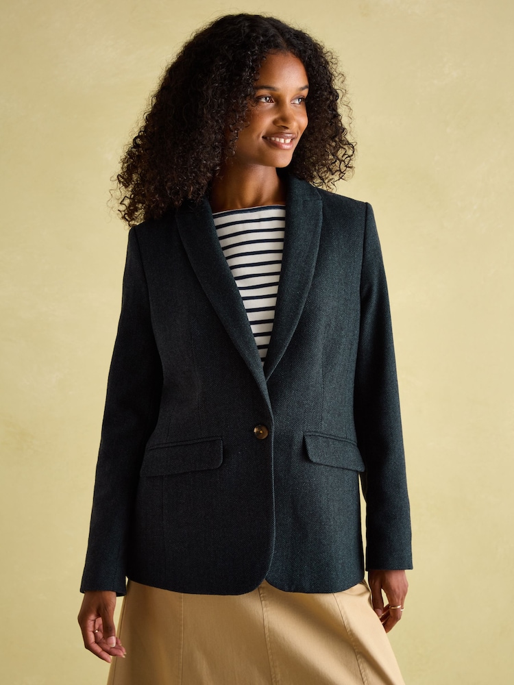 Joules Bramble Navy Blue Tweed Blazer - Image 1 of 9