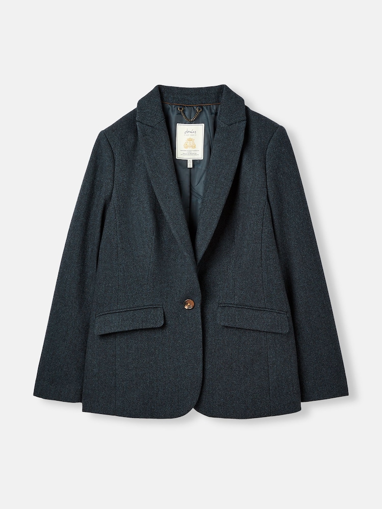 Joules Bramble Navy Blue Tweed Blazer - Image 9 of 9