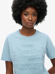Superdry Stone Blue Marl Embossed VL Relaxed T-Shirt - Image 3 of 5